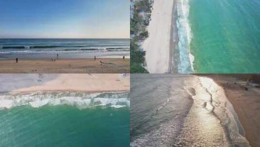 大海海浪沙滩风景航拍高清在线视频素材下载