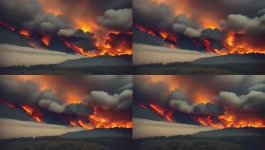 AIGC作品 森林大火山火防治高清在线视频素材下载