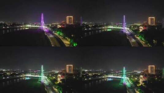 航拍广东茂名城市夜景高清在线视频素材下载