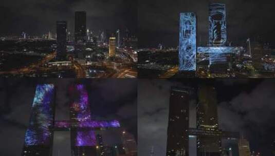 迪拜OneZaabeel酒店灯光秀摩天大楼夜景灯光高清在线视频素材下载