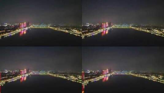 航拍湖北襄阳夜景高清在线视频素材下载