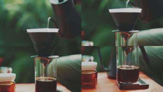制作黑咖啡 过滤咖啡 咖啡滤纸高清在线视频素材下载