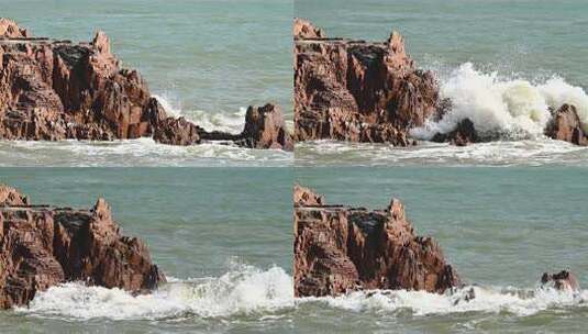 台风天的海浪与礁石慢动作高清在线视频素材下载