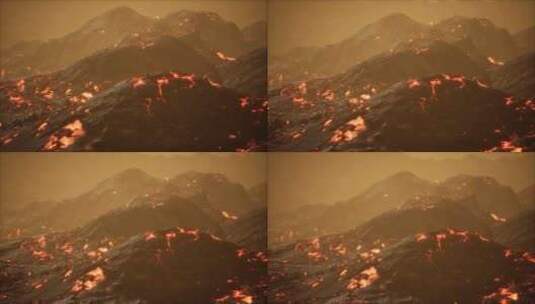 活火山的熔岩场和山丘高清在线视频素材下载