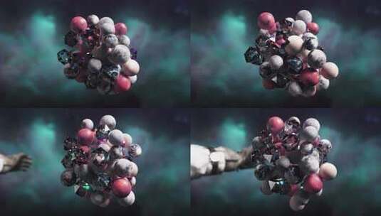 太空物体在重力下组合在一起的三维可视化行高清在线视频素材下载