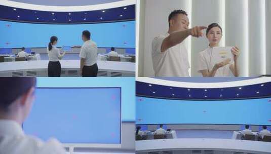 火车北站数据中心大屏绿幕高清在线视频素材下载