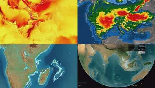 彩色地图显示不同区域温度分布高清在线视频素材下载