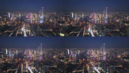 上海陆家嘴外滩夜景俯瞰高清在线视频素材下载