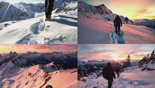 爬雪山-雪山登顶高清在线视频素材下载