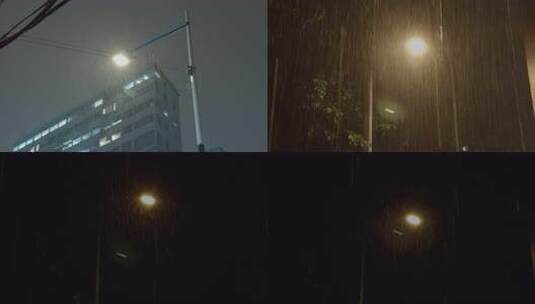 下雨夜晚大雨黑夜暴雨天高清在线视频素材下载