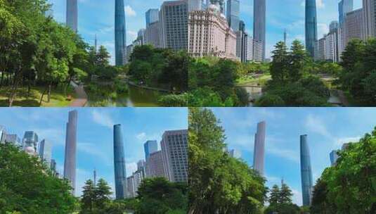 航拍广州珠江新城花城广场高清在线视频素材下载