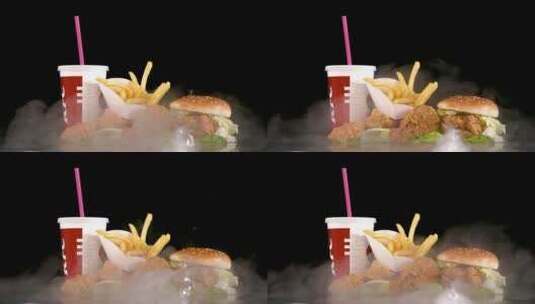 汉堡餐摆拍美食高清在线视频素材下载