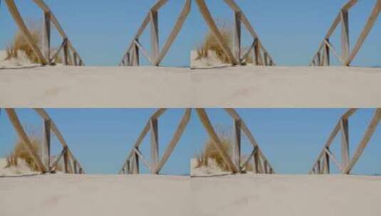 空旷的海滩大桥高清在线视频素材下载
