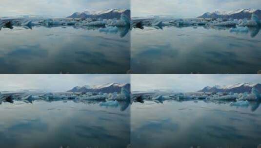 冰岛内陆巨大的蓝色冰川泻湖 高清在线视频素材下载