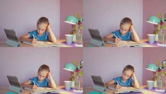 做作业的女孩高清在线视频素材下载