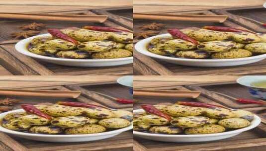 卤鹌鹑蛋美食健康食物4k视频滑轨平移高清在线视频素材下载