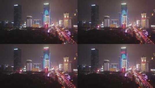 航拍深圳深南大道城市夜景高清在线视频素材下载