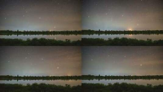 延时 星空 夜晚 天空  湖面高清在线视频素材下载