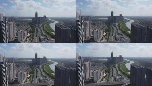 航拍莆田市区荔园路正鼎高楼4K实拍视频高清在线视频素材下载
