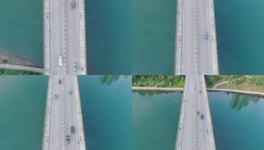 航拍跨河大桥交通高清在线视频素材下载