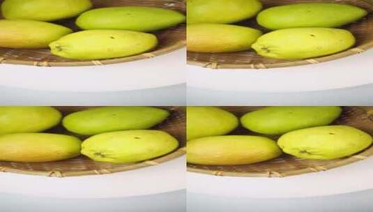 新鲜水果库尔勒香梨4k特写白背景高清在线视频素材下载