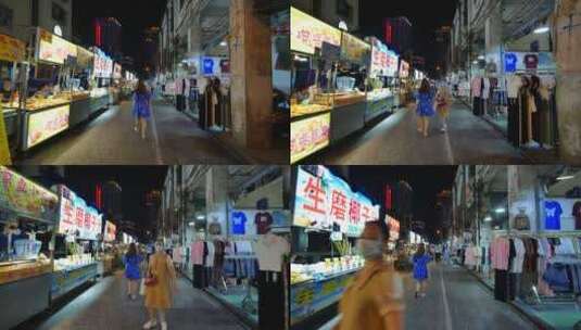 广西南宁中山路美食街夜市烧烤摊夜生活街景高清在线视频素材下载