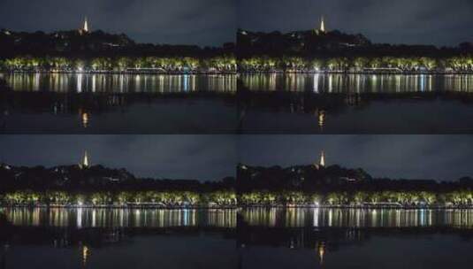 杭州宝石山景区保俶塔夜景高清在线视频素材下载