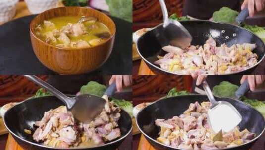 香菇炖鸡汤制作高清在线视频素材下载