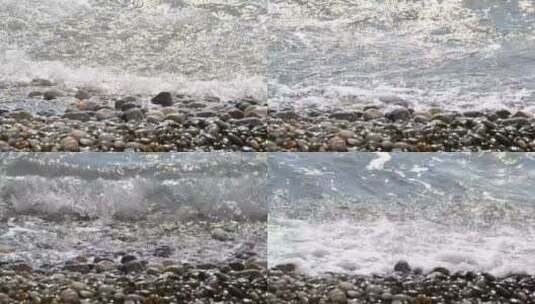 柔和的海浪拍打在岸上高清在线视频素材下载