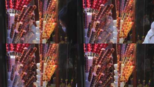北京传统小吃冰糖葫芦4K拍摄高清在线视频素材下载