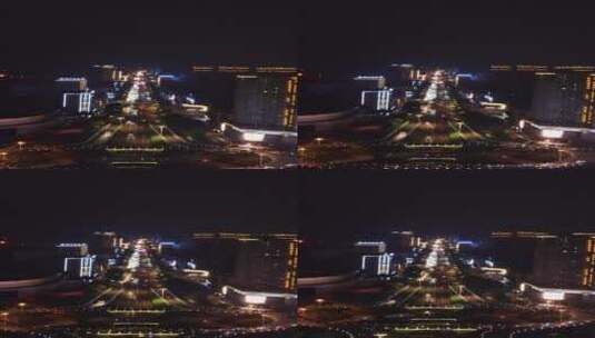 航拍湖南岳阳火车站立交桥夜景高清在线视频素材下载
