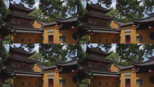 杭州飞来峰三天竺法镜寺建筑高清在线视频素材下载