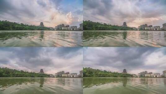 广西南宁城市青秀湖延时摄影高清在线视频素材下载