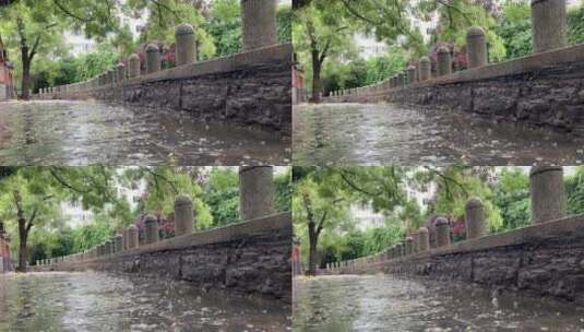 济南于家桥景观，小桥流水酷似江南风貌高清在线视频素材下载