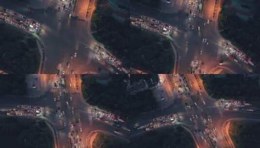 义乌城市交通夜景车流航拍高清在线视频素材下载