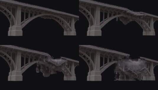 桥梁仰拍倒塌破碎特效带通道高清在线视频素材下载