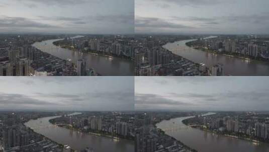 航拍衡阳船山大道湘江大桥夜景高清在线视频素材下载