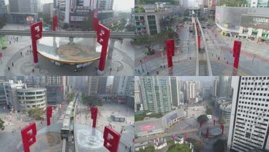 重庆市九龙坡区杨家坪步行街航拍视频高清在线视频素材下载