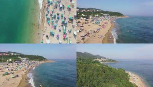 沙滩 海滨浴场 海岸线 沙滩人文高清在线视频素材下载