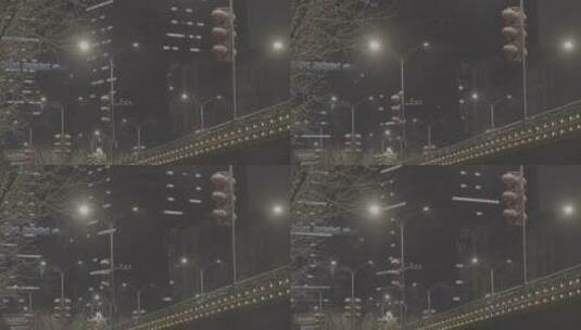 武汉疫情封城 写字大楼灯光 雨雪夜上部近景高清在线视频素材下载