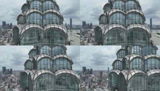 工商银行厦尖顶航拍高清在线视频素材下载