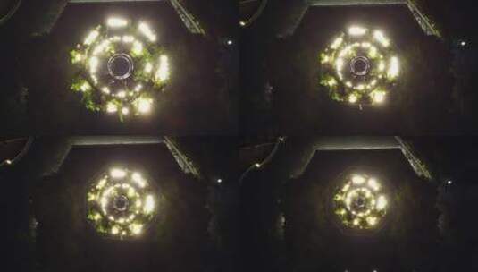 俯拍武汉特色建筑夜景高清在线视频素材下载