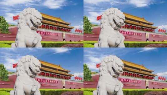 北京古建筑故宫石狮子高清在线视频素材下载