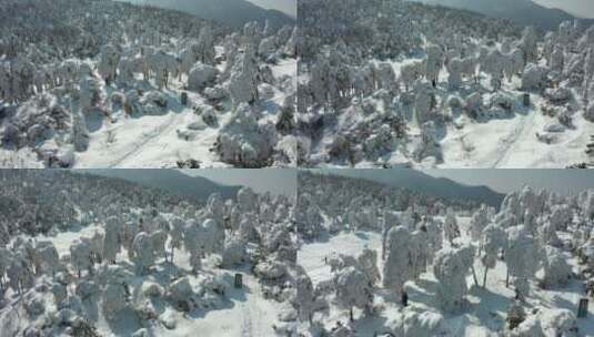 百丈岭雪景风光4K航拍高清在线视频素材下载