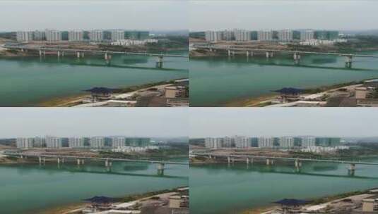 航拍湖南沅江大桥竖屏高清在线视频素材下载