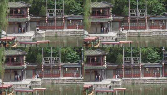 河道里的游船码头水乡苏州街高清在线视频素材下载