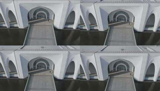 航拍河北廊坊大厂民族宫建筑顶部特写高清在线视频素材下载