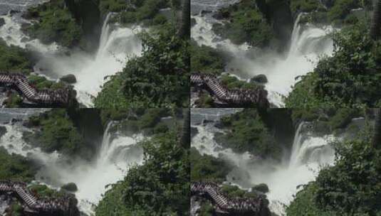 观看瀑布景观的游客高清在线视频素材下载