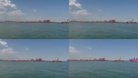 海洋海景和港口码头机械塔吊高清在线视频素材下载