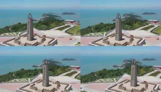 浙江台州大陈岛垦荒纪念碑高清在线视频素材下载